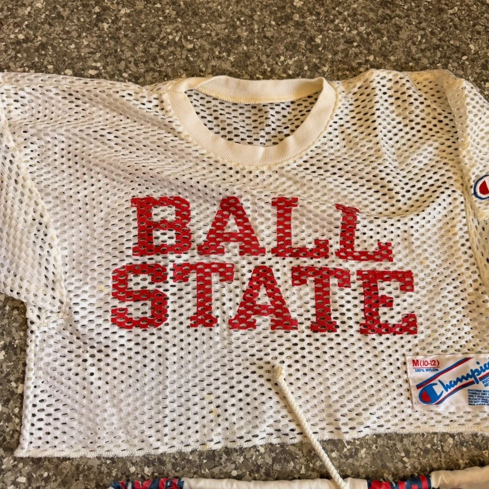 Vintage Ball State Champion Mesh Jersey & Shorts Set Youth M/L White Red